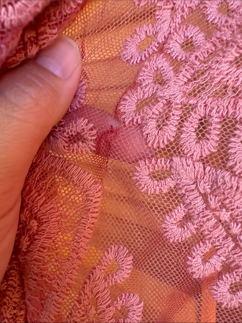 Dusty Rose Lace Overlay Cardigan Kimono Beach Cover up - Picture 3 of 5
